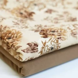 Jersey Di Cotone Stampa Digitale - Artistico Fiore Beige Jersey Di Cotone Stampa Digitale - Artistico Fiore Beige