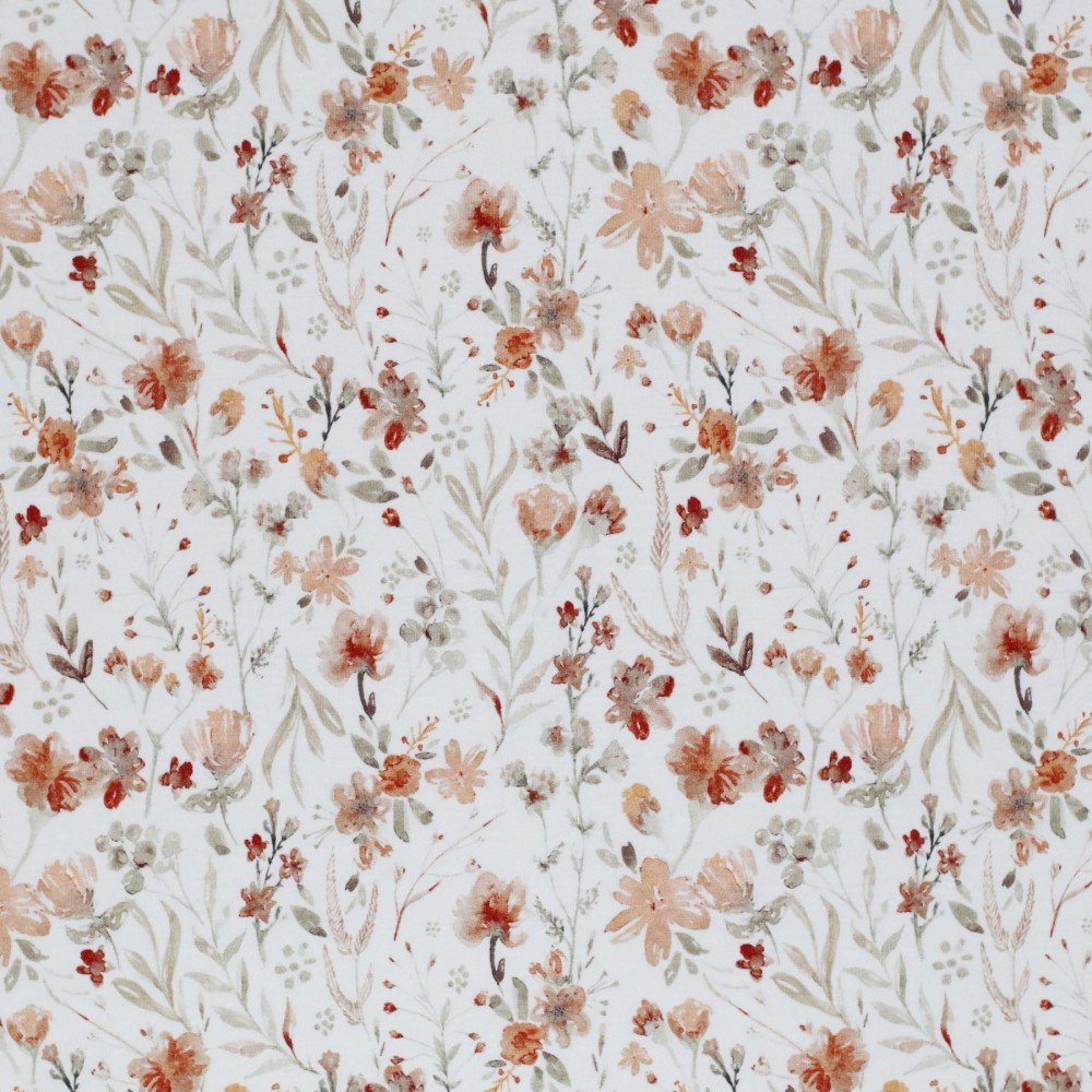Bomuldjersey Digital Print - Efterår Vand Blomst