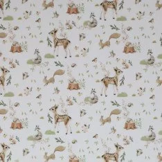 Jersey Di Cotone Stampa Digitale - Creature Del Bosco