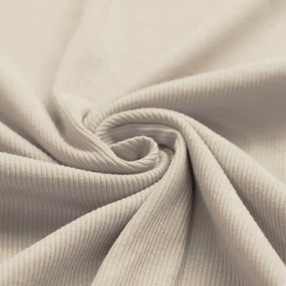 Rib Jersey Stof Licht Beige