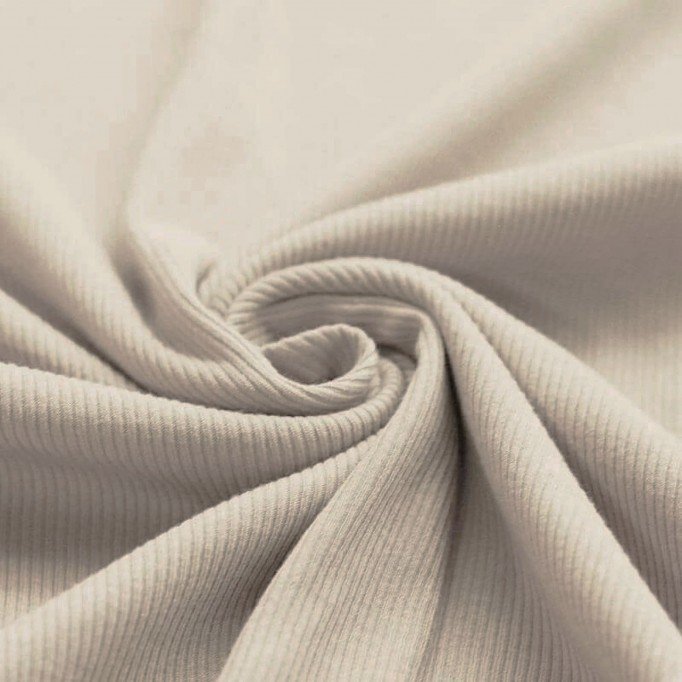 Tessuto Jersey Di Cotone Costine Beige Chiaro - (Jersey Tessuti)