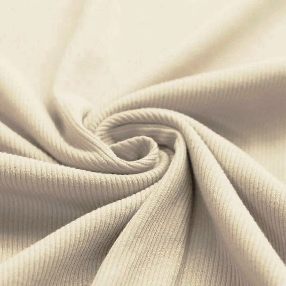 Rib Jersey Stof Naturel Beige