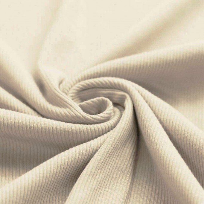 Rib Knit Jersey Fabric Natural Beige  - (Jersey Fabrics)