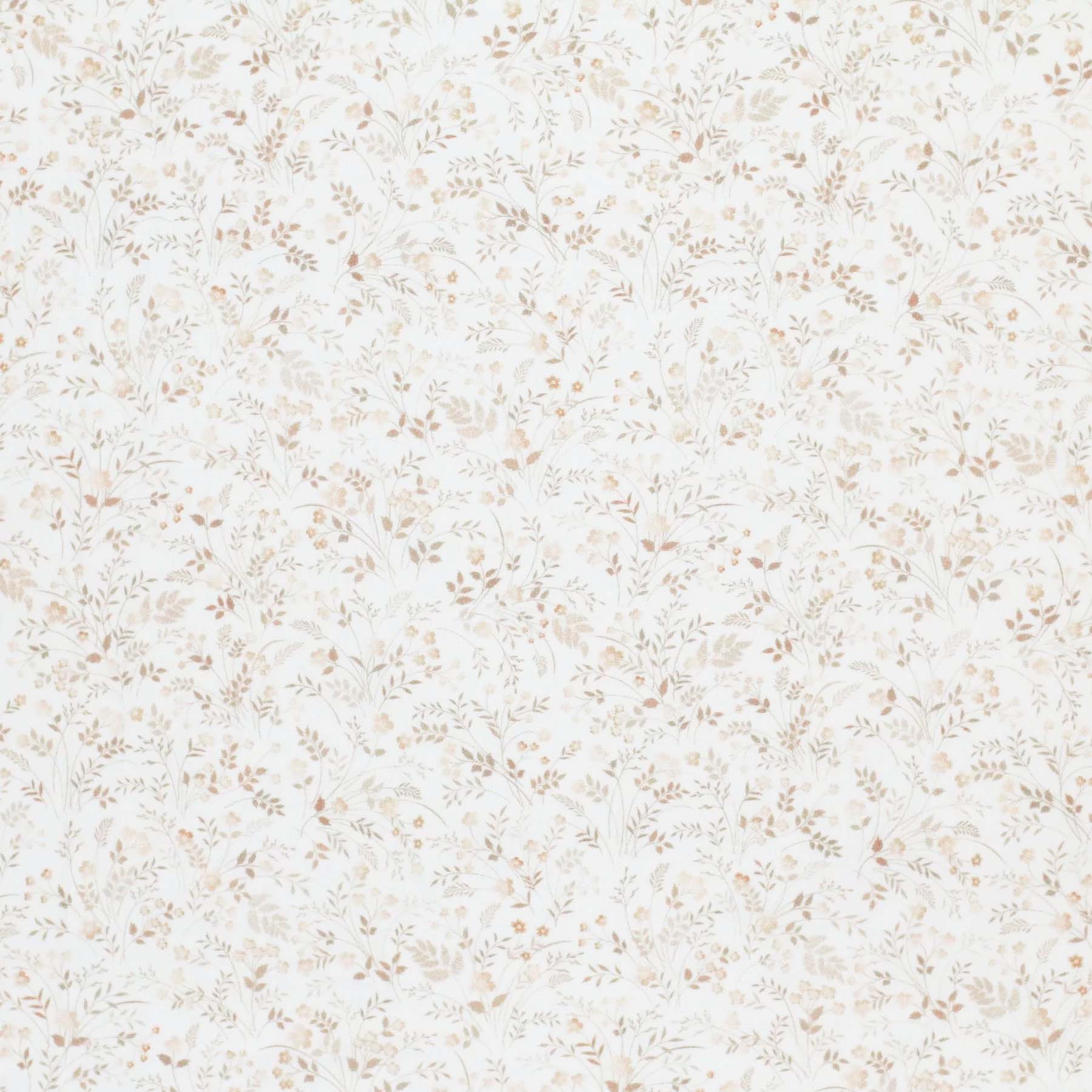 Poplin Katoen Digitale Print - Beige Wilde Bloem