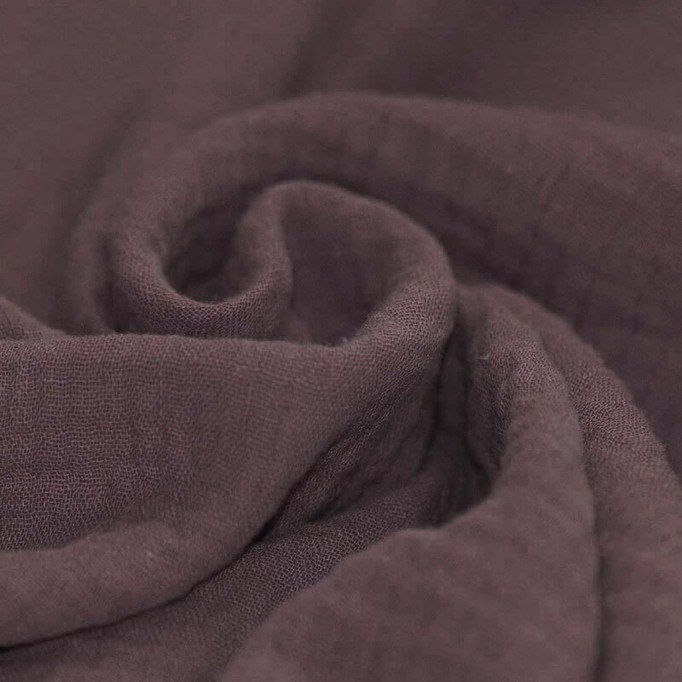 Tissu Double Gaze De Coton Mauve Foncé - (Tissus Deco)
