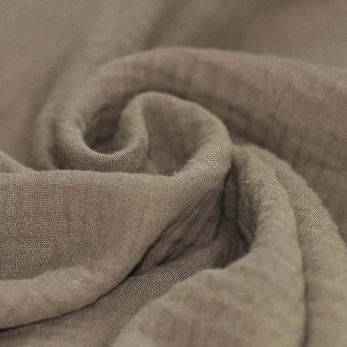 Baumwoll Musselin Stoff Taupe - (Dekostoffe)