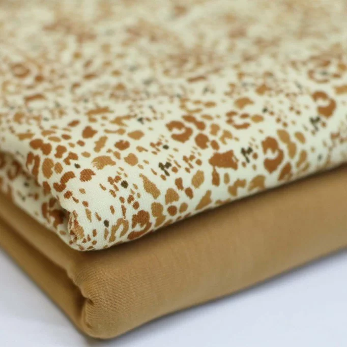 Jersey Cotton Fabric Digital Print - Mini Leopard Camel Jersey Cotton Fabric Digital Print - Mini Leopard Camel - (Jersey Cotton Fabric Digital Print)