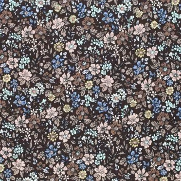 Jersey Cotton Fabric Digital Print Vintage Floral Brown