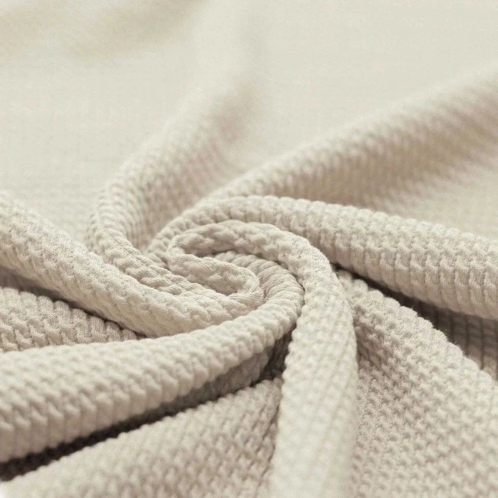 Mini Cable Jersey Fabric Light Beige