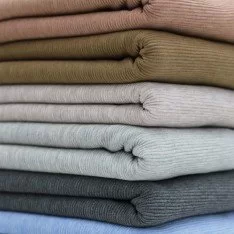Ottoman Rib Jersey Fabric Light Jeans Melange