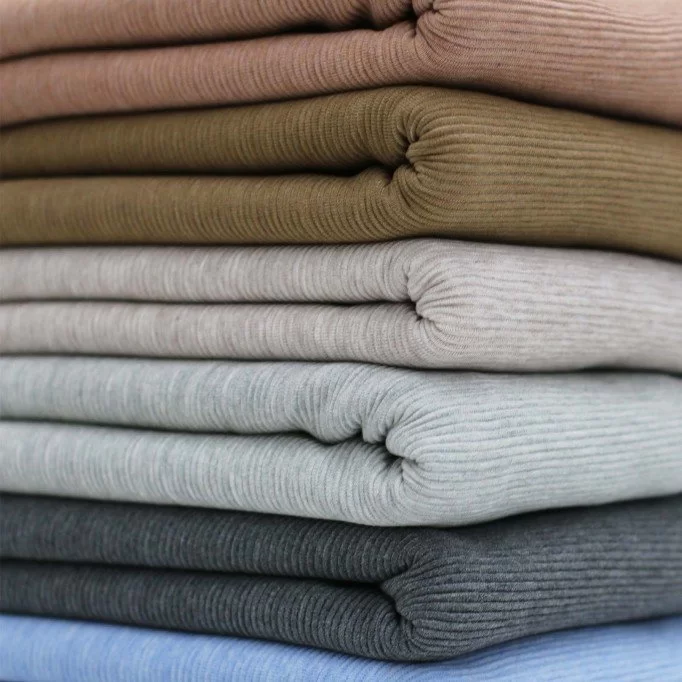 Ottoman Rib Jerseystof Mørkegrå Melange - (Ottoman Rib Jerseystoffer)