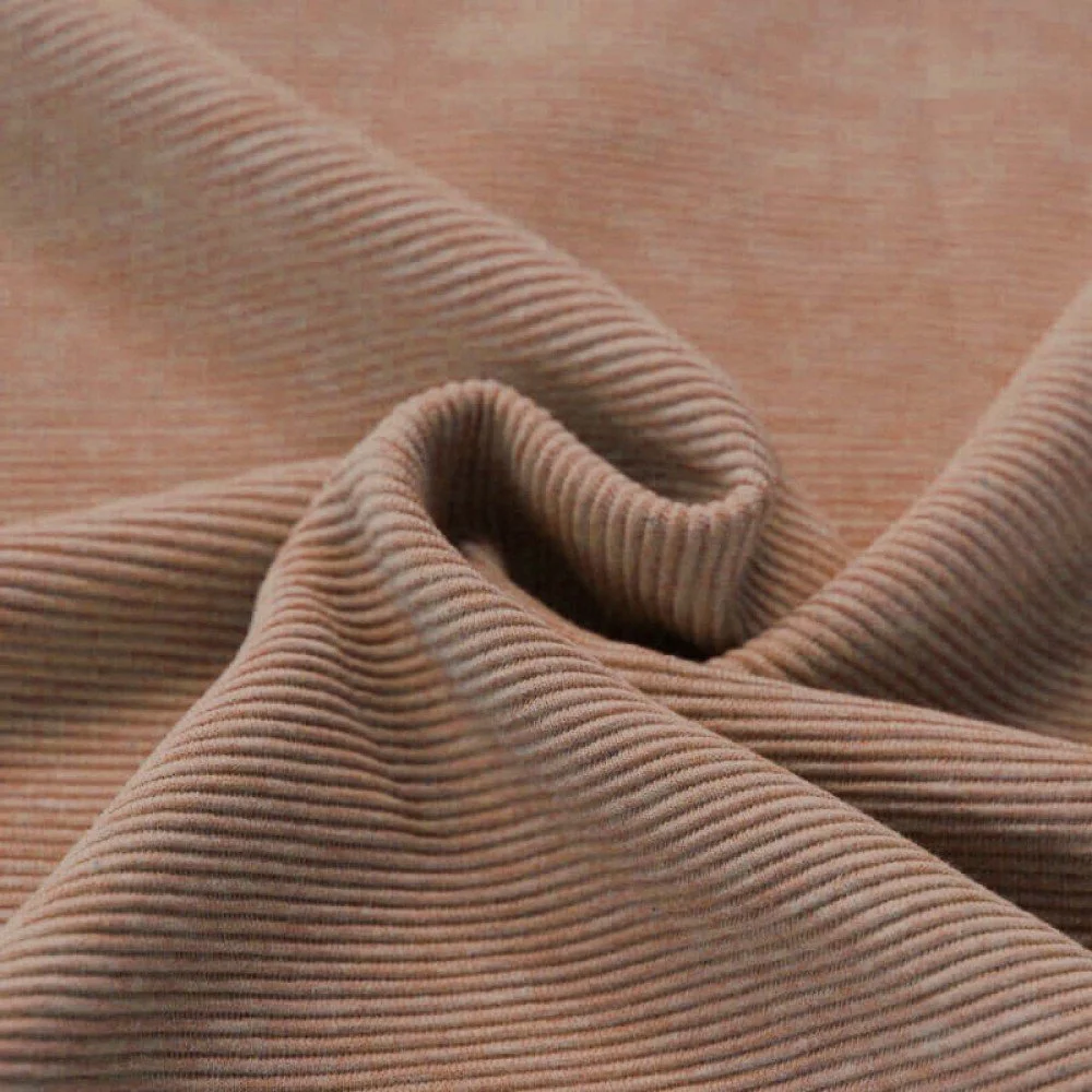 Ottoman Rib Jersey Stof Oud Roze Melange
