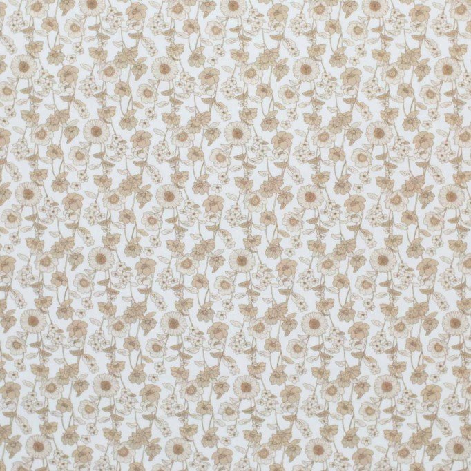 Poplin Katoen Digitale Print - Beige Zonnehoed - (Katoenen Poplin Bedrukt )