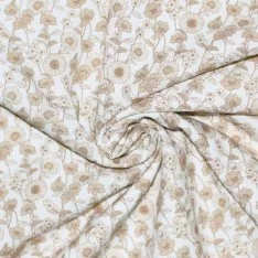 Poplin Katoen Digitale Print - Beige Zonnehoed Poplin Katoen Digitale Print - Beige Zonnehoed