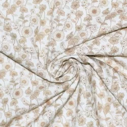 Popeline Di Cotone Stampa Digitale - Beige Echinacea Popeline Di Cotone Stampa Digitale - Beige Echinacea