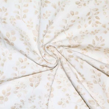 Cotton Poplin Digital Print - Beige Leaves Cotton Poplin Digital Print - Beige Leaves - (Cotton Poplin Printed)