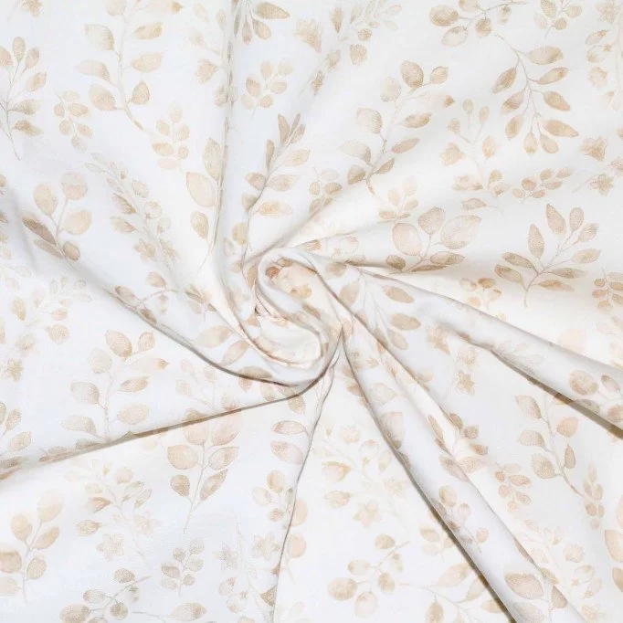 Cotton Poplin Digital Print - Beige Leaves Cotton Poplin Digital Print - Beige Leaves - (Cotton Poplin Printed)