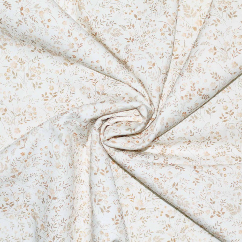 Cotton Poplin Digital Print - Beige Wildflower Cotton Poplin Digital Print - Beige Wildflower