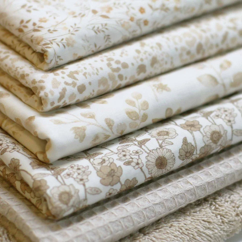 Poplin Katoen Digitale Print - Beige Bladeren Poplin Katoen Digitale Print - Beige Bladeren - (Katoenen Poplin Bedrukt )