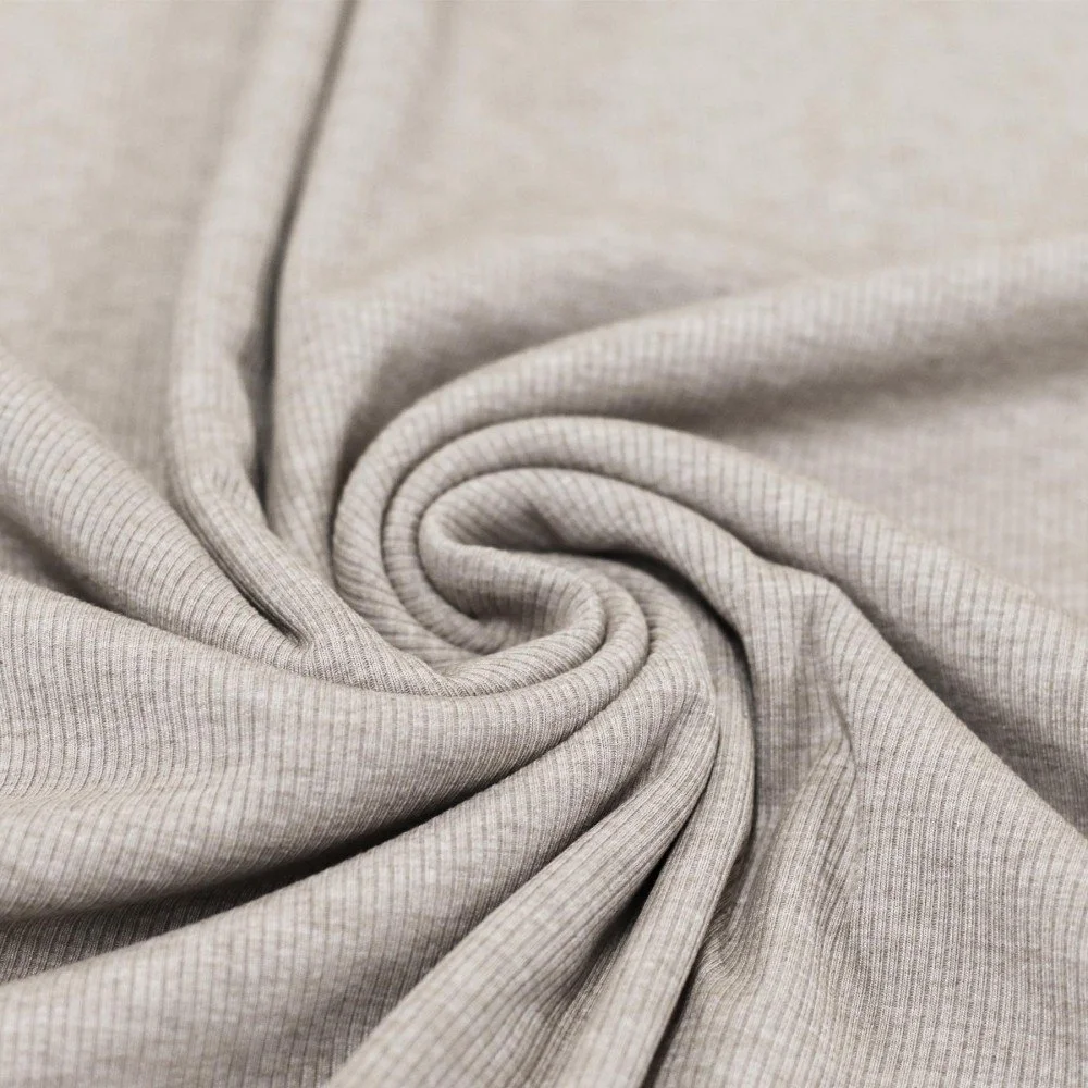 Rib Jersey Stof Beige Melange