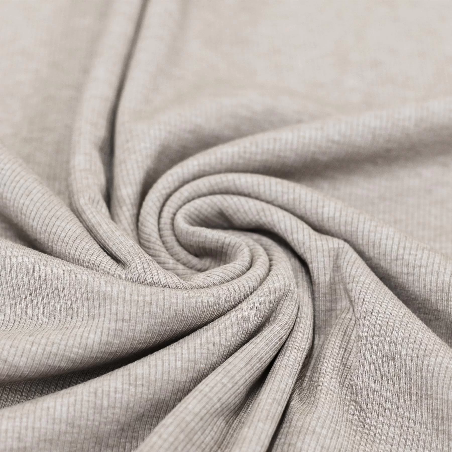 Rib Jersey Stof Beige Melange
