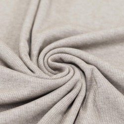 Rib Knit Jersey Fabric Beige Melange