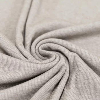 Rib Jersey Stof Beige Melange Rib Jersey Stof Beige Melange