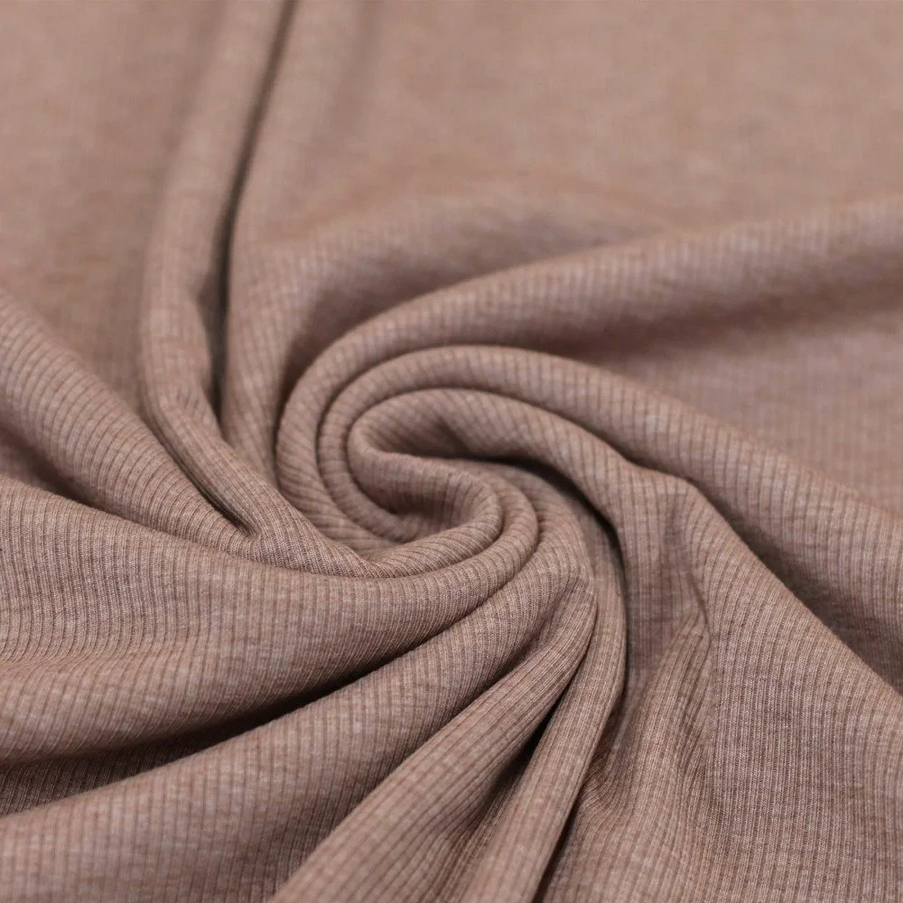 Rib Jersey Stof Oud Roze Melange