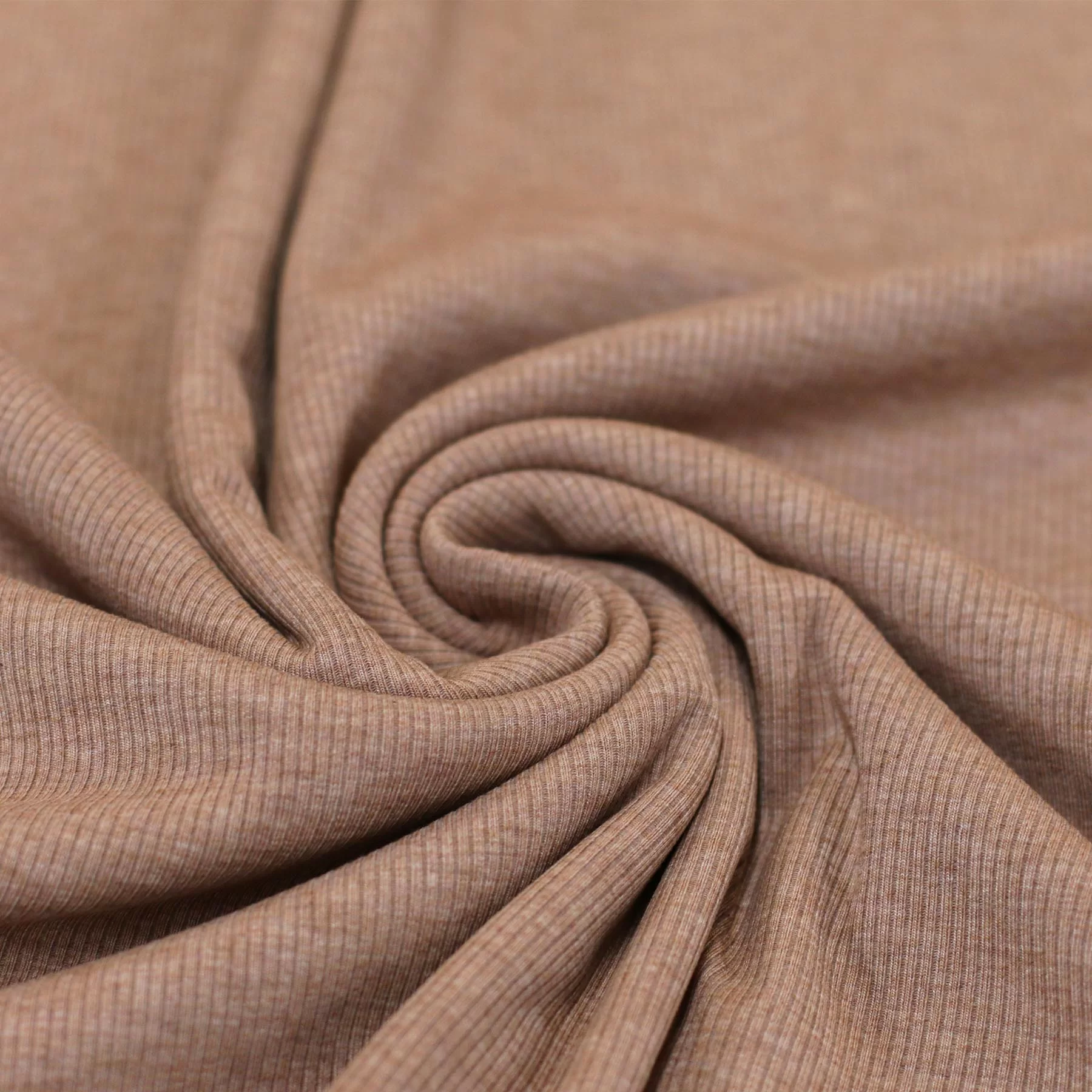 Rib Jersey Stof Oud Roze Melange