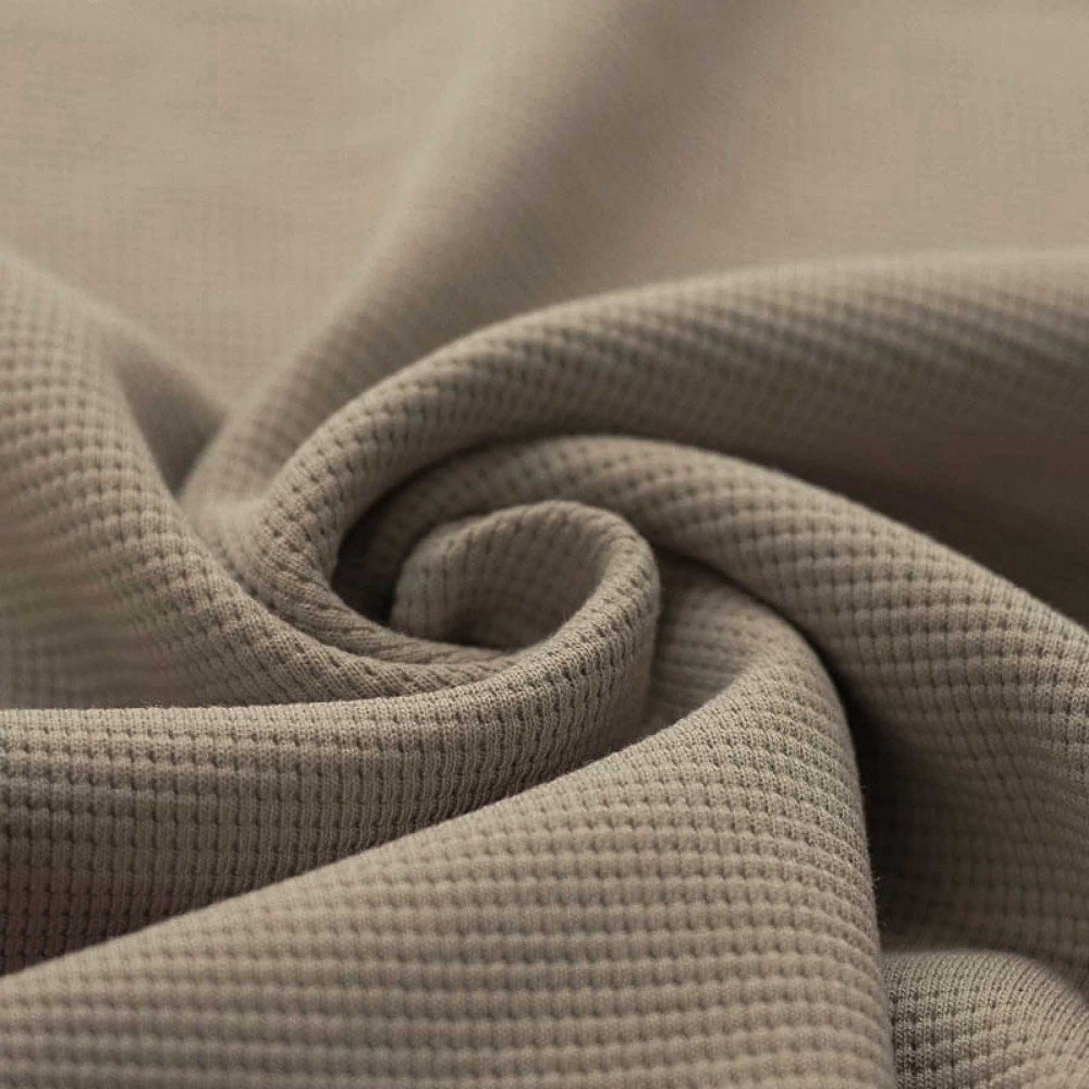 Waffle Knit Jersey Fabric Taupe