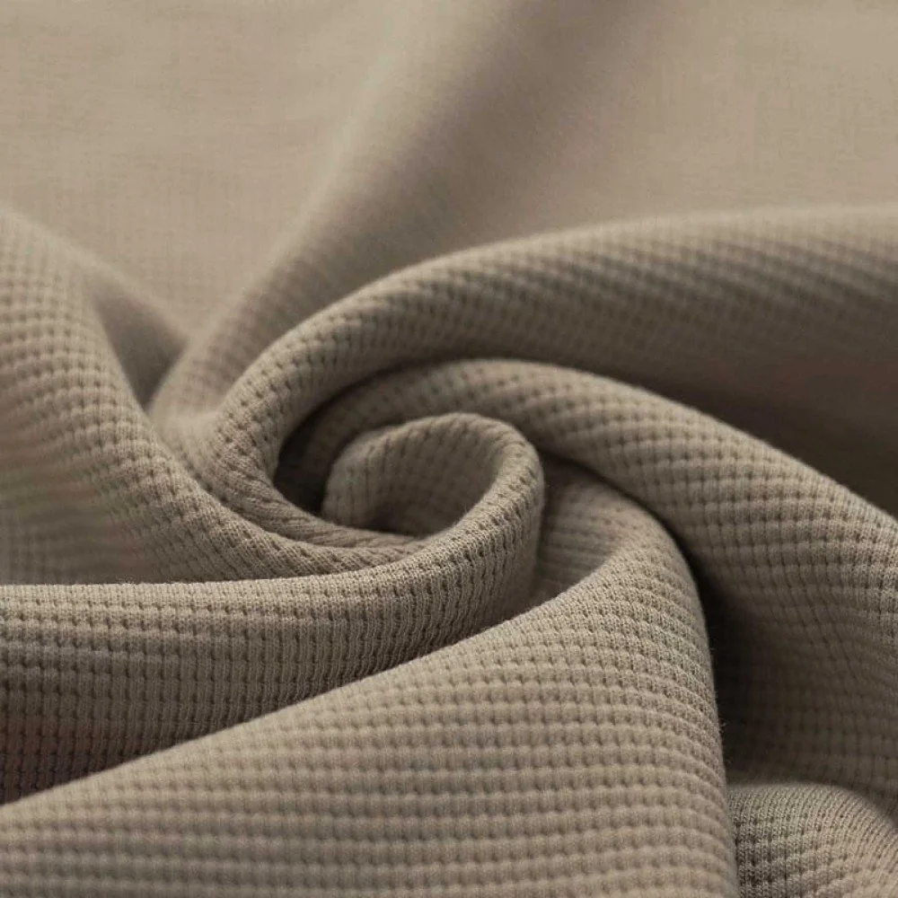Waffle Knit Jersey Fabric Taupe