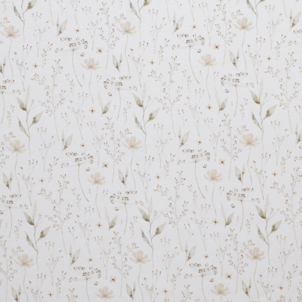 Bomuldjersey Digital Print - Natur Blomster