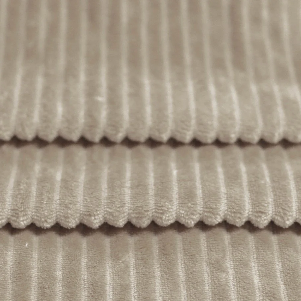 Minky Stripes Fabric Dark Beige
