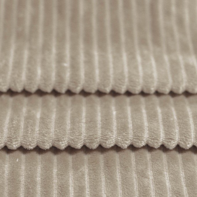 Minky Streifen Stoff Dunkel Beige  - (Minky Fleece Stoffe)