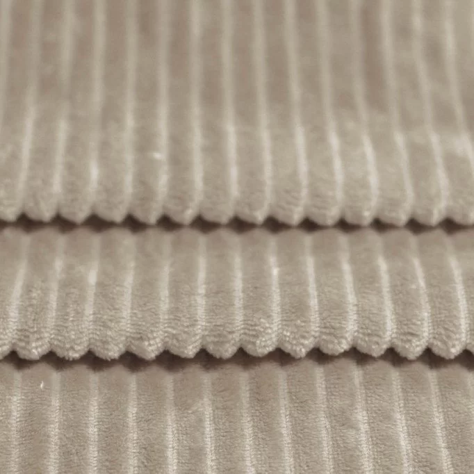 Minky Striber Fleece Mørk Beige - (Minky Dotted Fleece)