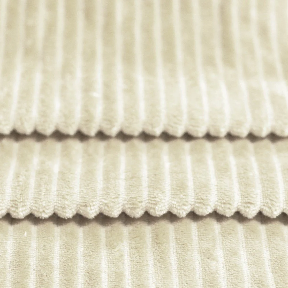 Minky Stripes Fabric Natural Beige
