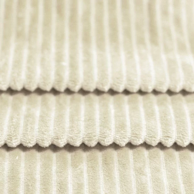 Tessuto Minky a Righe Beige Naturel - (Tessuto Minky Pile )