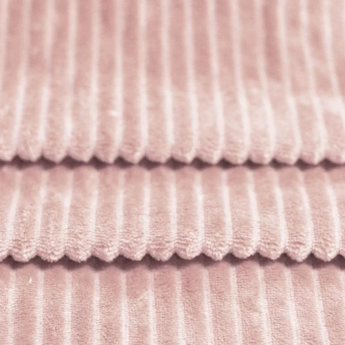 Tessuto Minky a Righe Nude Rosa - (Tessuto Minky Pile )