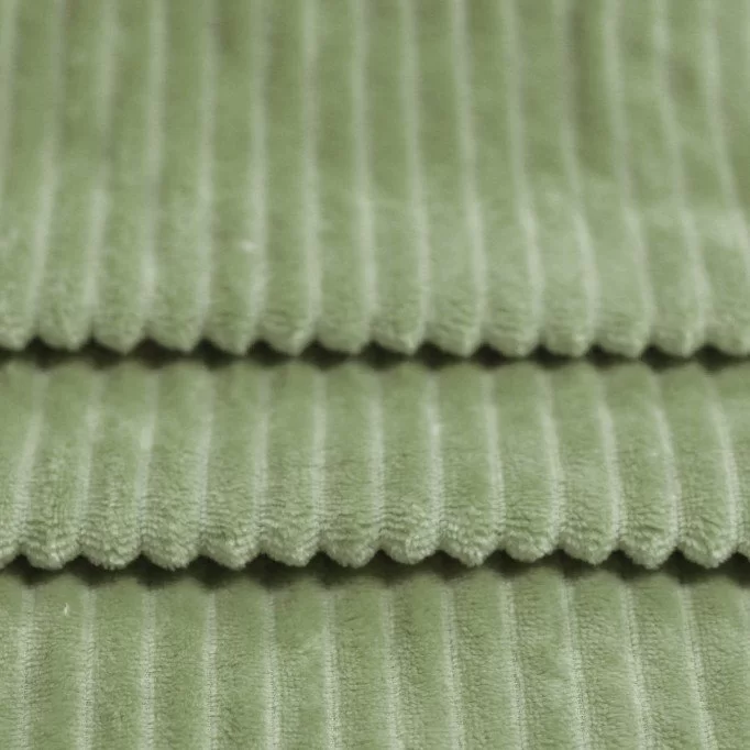 Minky Streifen Stoff Olive - (Minky Fleece Stoffe)
