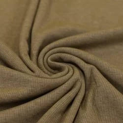 Tessuto Jersey Di Cotone Costine Cioccolato Melange  Tessuto Jersey Di Cotone Costine Cioccolato Melange
