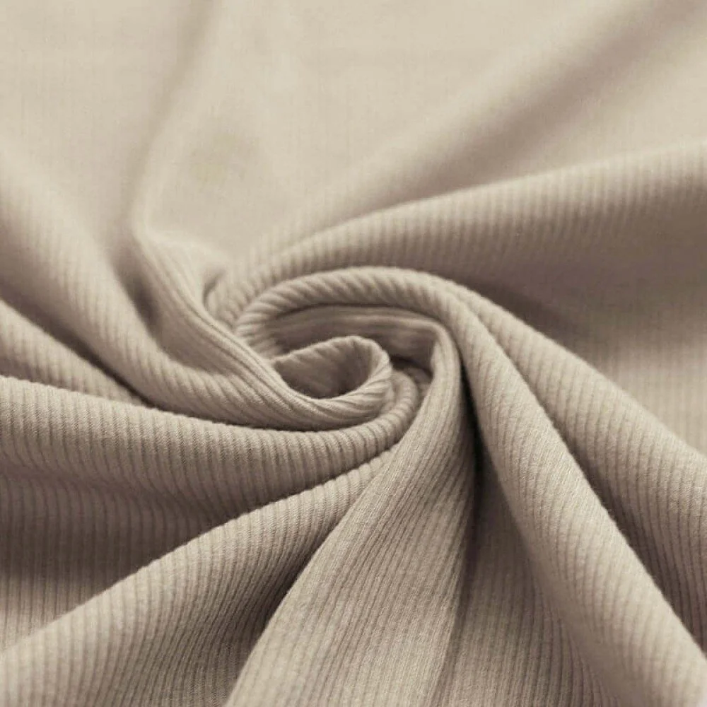 Rib Jersey Stof Donker Beige