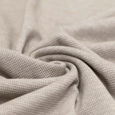 Waffle Knit Jersey Fabric Beige Melange