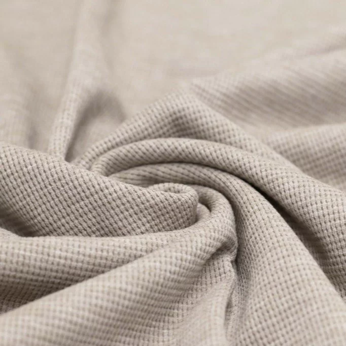 Tissu Jersey Gaufré Tricoté Beige Melange - (Tissus Jersey)