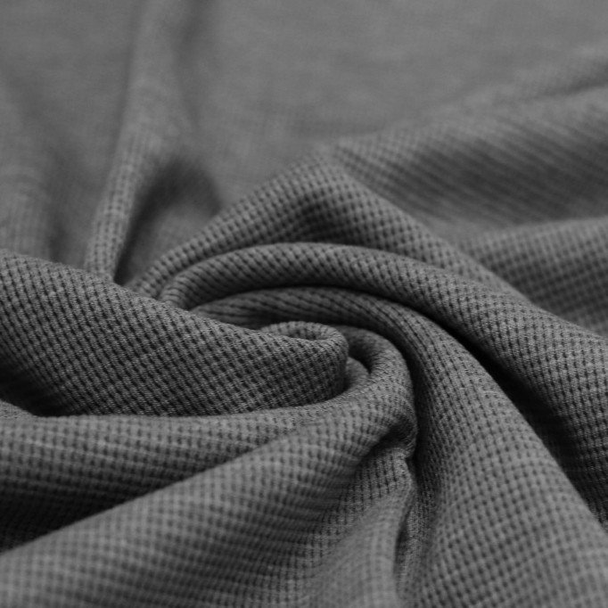 Waffle Knit Jersey Fabric dark Grey Melange - (Jersey Fabrics)