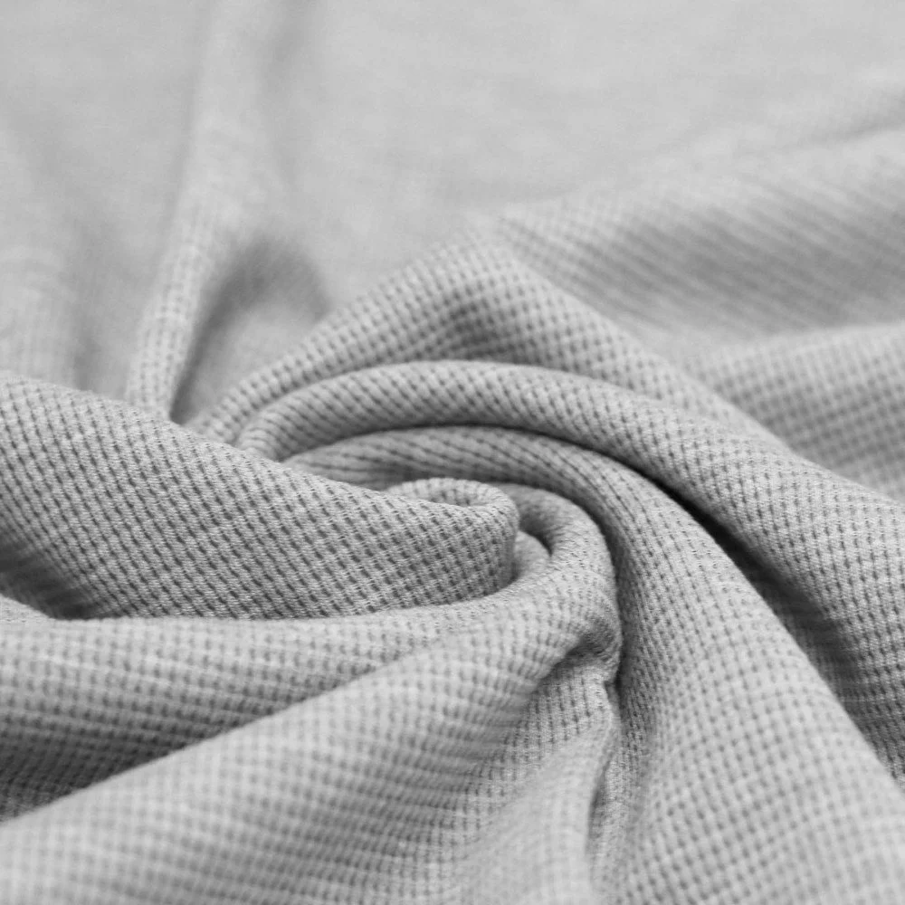 Waffle Knit Jersey Fabric Light Grey Melange