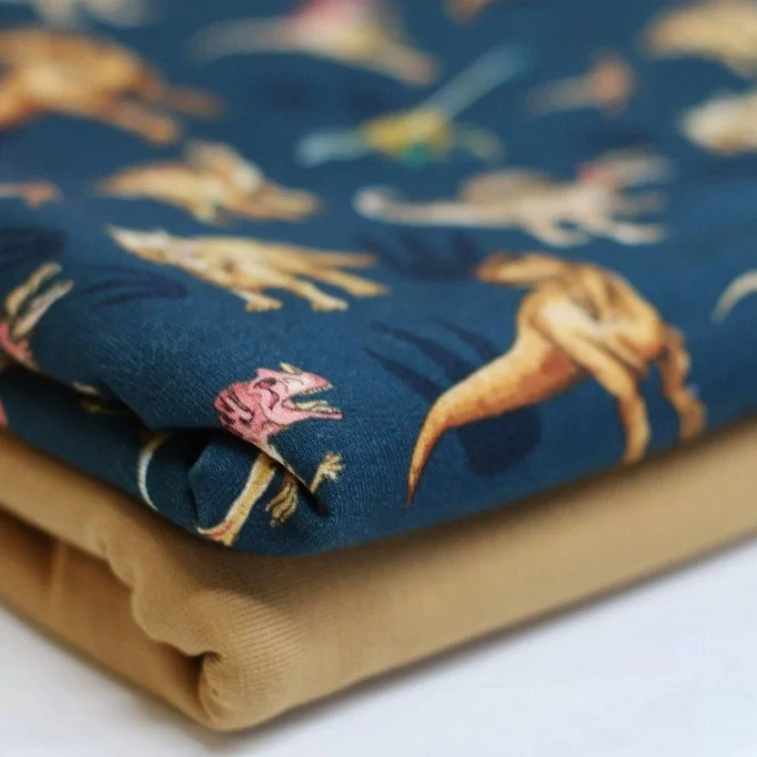 French Terry Stof Digital Print - Dinos - (Sweat Stof Med Print)