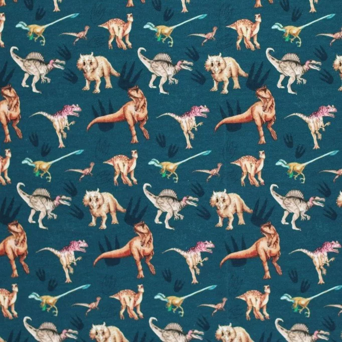 French Terry Stof Digital Print - Dinos - (Sweat Stof Med Print)