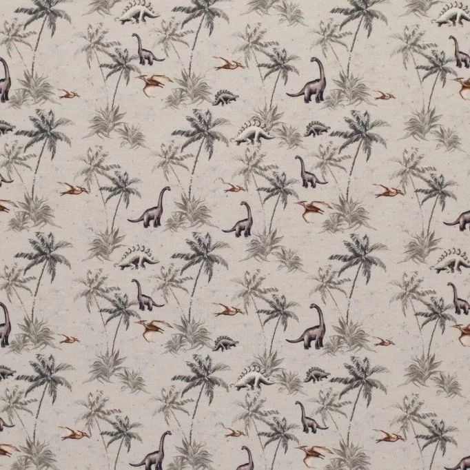 French Terry Stoff Digital Muster - Dino Dschungel Taupe French Terry Stoff Digital Muster - Dino Dschungel Taupe - (Sweat Stoff Gemustert)