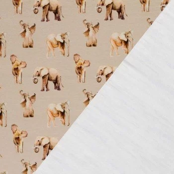 French Terry Stoff Digital Muster - Elefanten French Terry Stoff Digital Muster - Elefanten