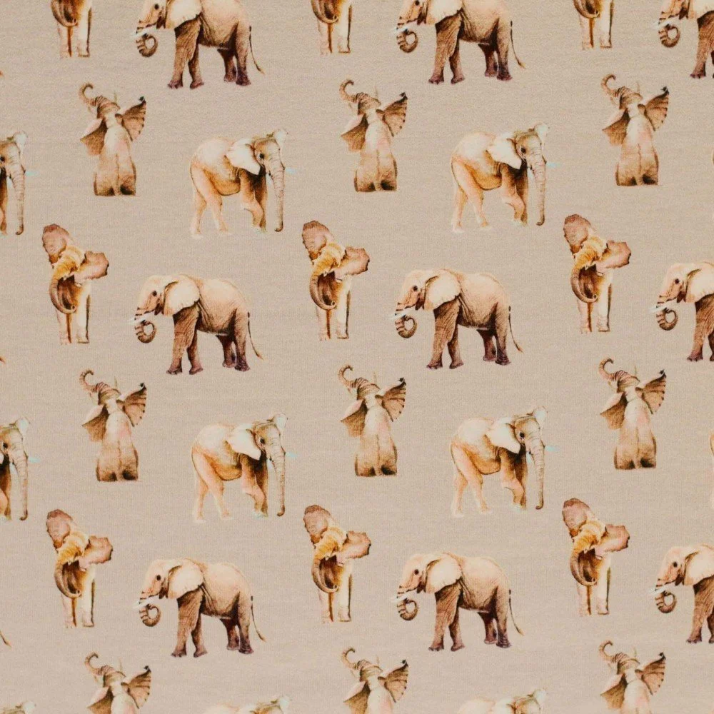 French Terry Loop Fabric Digital - Elephants French Terry Loop Fabric Digital - Elephants - (Sweat Fabric Printed)